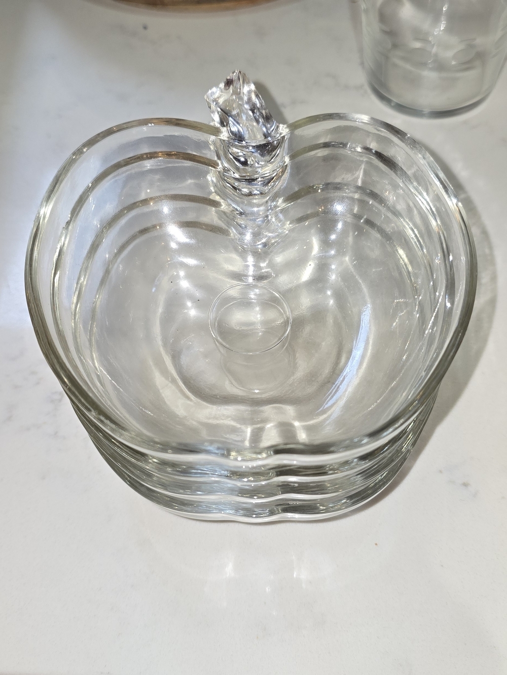 Clear Glass Apple-Shaped Candy Dish - Set of Stacked Bowls